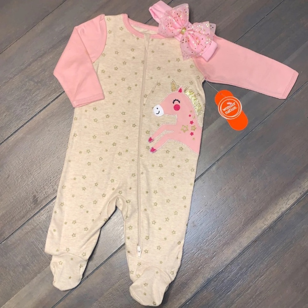 0-3M Unicorn Girl Sleeper Pajamas Set